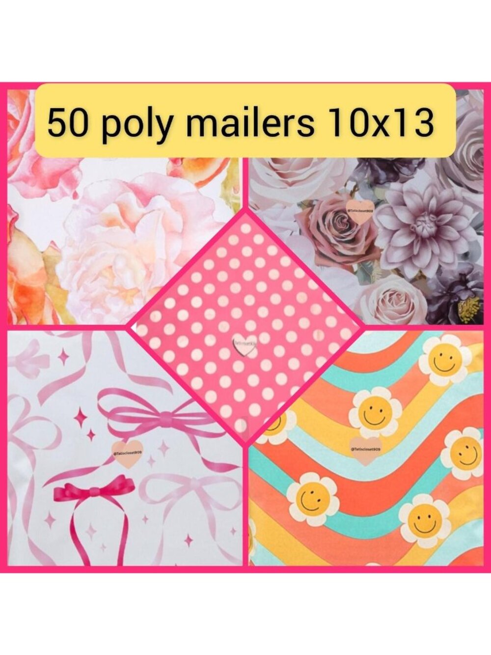 50 Pink Floral Poly Mailers